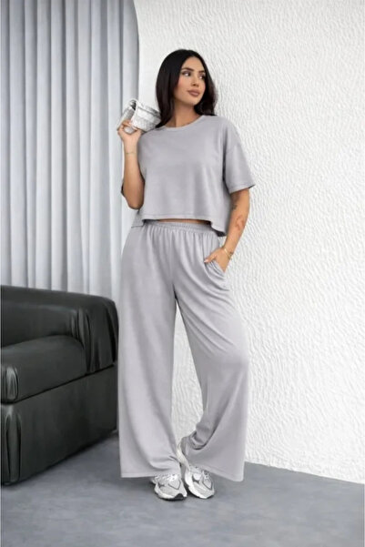 Butik Osy قماش مودال ملمس ناعم طقم كاجوال كبير الحجم مكون من قطعتين B قصة ساق...