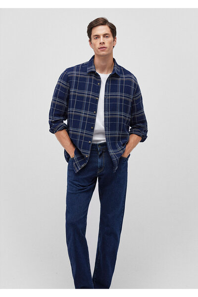 Mavi Kareli Lacivert Gömlek Slim Fit / Dar Kesim 0211269-88669