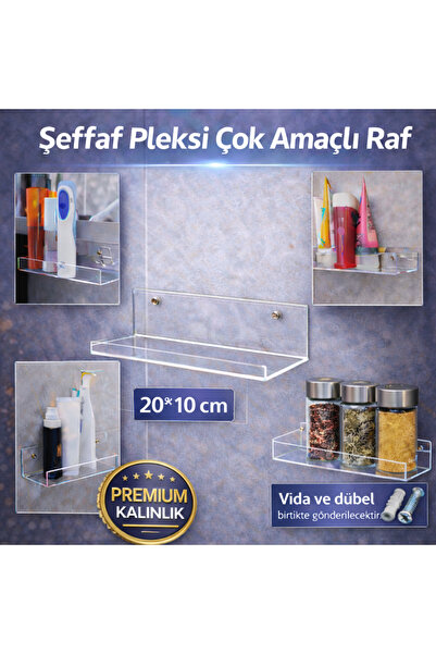 Dekor ÇOK AMAÇLI RAF- 20x10 cm (ŞEFFAF PLEKSİ)