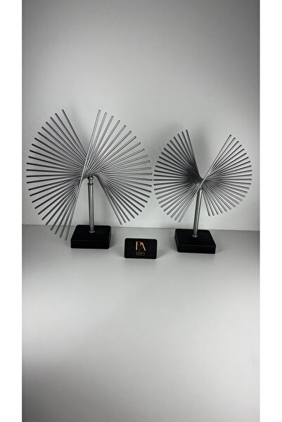 Palpe Gümüş 2'li Metal Dekoratif Obje Biblo Süs Eşya Salon Aksesuar Tv Sehpa ...