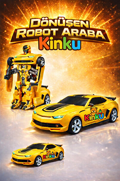 KİNKU Bumblebee Robota Dönüşen Araba Pilli - Işıklı, Sesli, Camaro Mia Araba,...