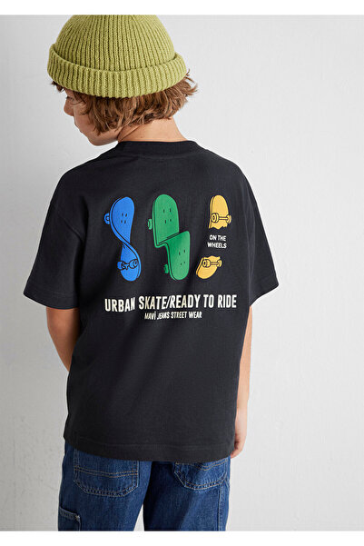 Mavi Tricou imprimat antracit supradimensionat / cu croială largă 6610275-70087