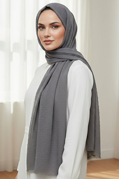 Ahuse Pıt Pıt Desenli Pamuklu Soft Antrasit Gri Şal - Kaliteli, Modern ve Lük...