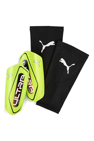 Puma Apărători de tibie unisex galbene pentru fotbal, cu mânecă ultra ușoară,...