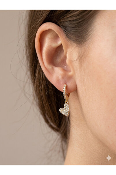 kurukafagift Heart Figured Dangle Zircon Stone Hoop Earrings