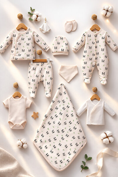 KapsülBebek %100 organik pamuk 10’lu yenidoğan hastane çıkışı seti – 0-3 ay b...