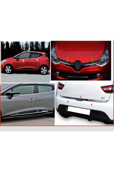 emrgarage Clio 4 Hb 4'lü Krom Set Cam Çitası/kapı Çitası/bagaj Altı Krom/ön P...