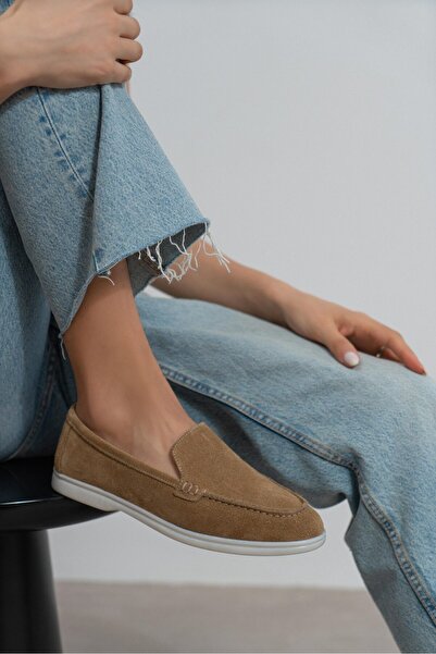 NİŞANTAŞI SHOES Vayne Rome Bej Hakiki Deri Düz Taban Kadın Babet