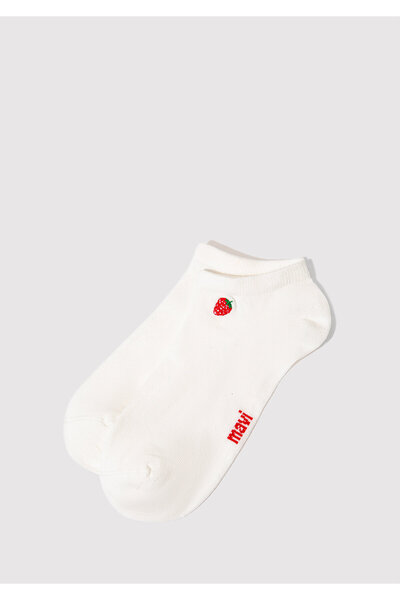 Mavi جوارب باليرينا بيضاء مطرزة بالفراولة 1913156-620
