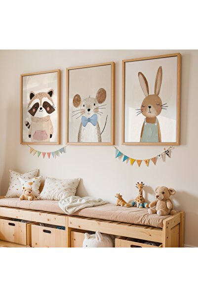 Artiera Σετ ζωγραφικής 3 τεμαχίων με ξύλινο πλαίσιο για παιδικό δωμάτιο με σχ...