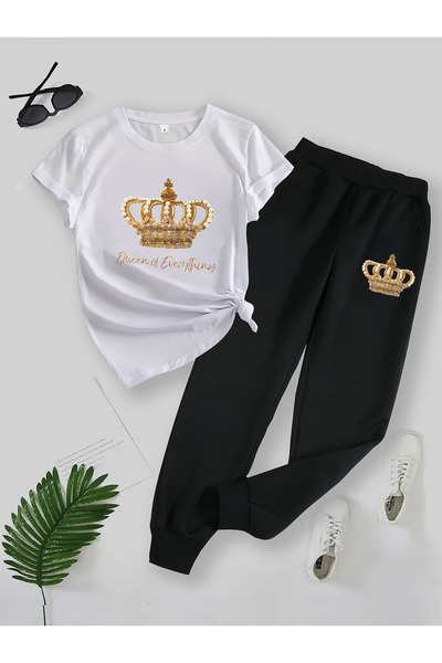 Rayan & Hoor Style Queen Printed Sweatpants and T-Shirt Top and Bottom Tracks...