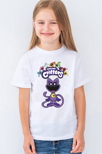 Morinna Smiling Critters CatNap Baskılı Unisex Çocuk Tişört T-Shirt MR-04