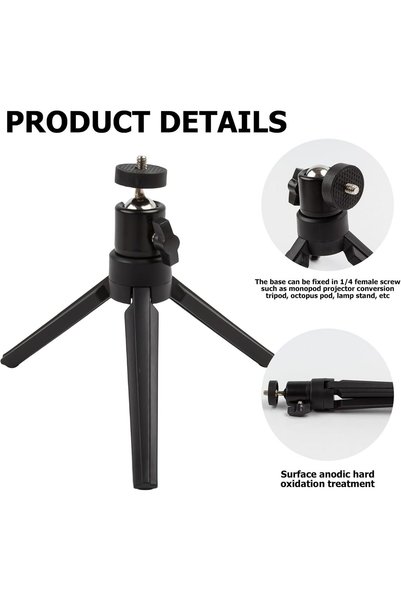 ROXİVA Mini Projector Tripod - 360 °   Portable Projector Stand with Metal Rotatable Ball Head, Camera