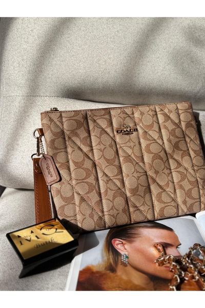 Muqu Bags CCH Monogram Desen Zincir Detaylı El Potfy ve Clutch Çantası