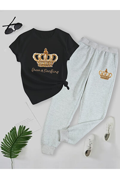 Rayan & Hoor Style Queen Printed Sweatpants and T-Shirt Top and Bottom Tracks...