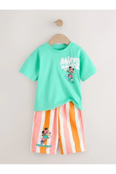 Next Baby Green/Orange Mickey Mouse T-Shirt and Shorts Set
