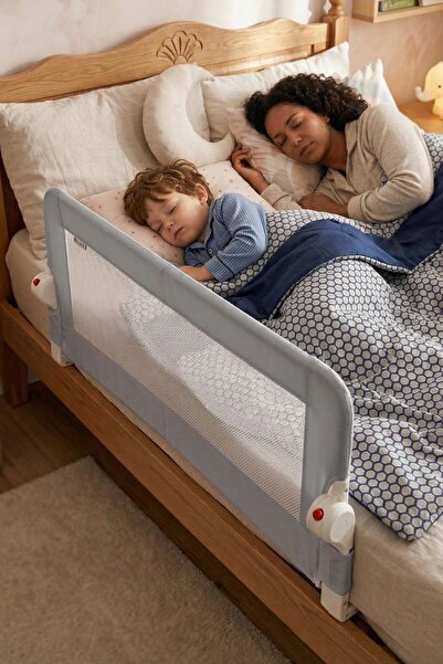 Wellgro Littles 110*48 cm Gri Yatak Bariyeri, Çocuk Yatak Korkuluğu