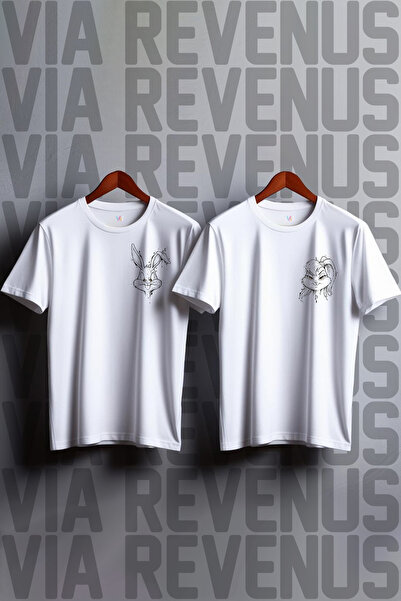 Vordevia تي شيرت لولا آند بوجز مطبوع 100% قطن واسع القصة مكون من قطعتين للعشاق