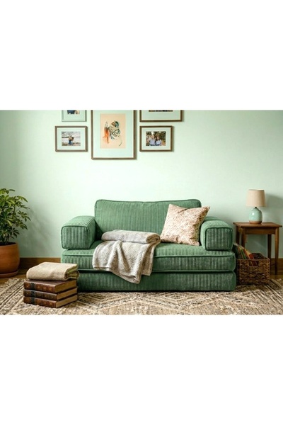 Puftic Küçük Alanlar İçin Büyük Konfor - Fitilli Kadife 2 Kişilik Koltuk Tama...