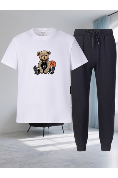 Rayan & Hoor Style Ayi Printed tracksuit bottoms and t-shirt bottom top track...