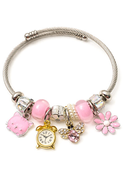 MakeWell سوار من الفولاذ المقاوم للصدأ مزين بأشكال ساعة على شكل ببغاء ووردة و...