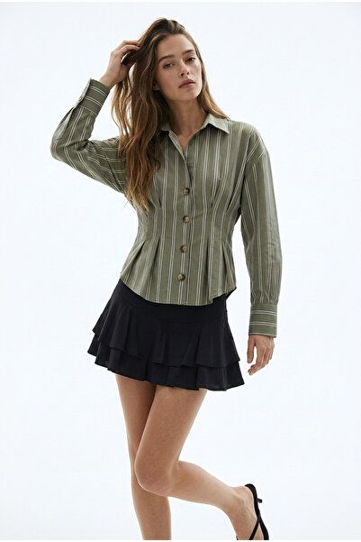 Quzu Prugasto Košulja sa uskim strukom, kaki