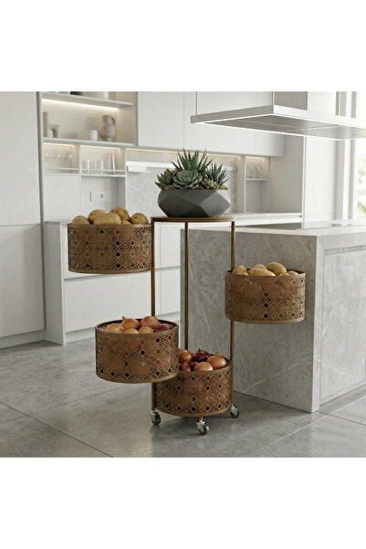 ayyıldız dekor organizasyon ekipmanları imalat Luxury Bronz 4 Katlı Metal Seb...