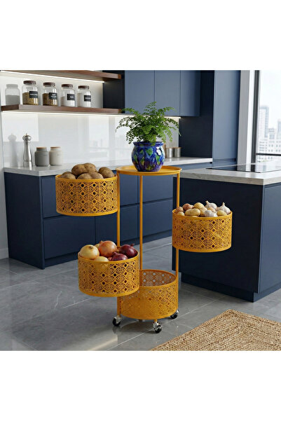 ayyıldız dekor organizasyon ekipmanları imalat Sunshine Sarı Metal 4 Katlı Te...