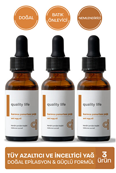 Quality Life Karınca Yumurtası Yağı Tüy Azaltıcı Sarartıcı Dökücü Yağ Krem Kö...