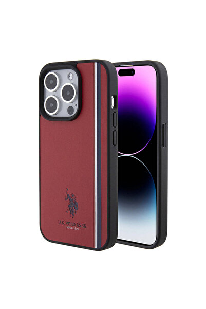 U.S. Polo Assn. iPhone 15 Pro Uyumlu Kılıf Orjinal Lisanslı Üç Renk Şerit Tas...