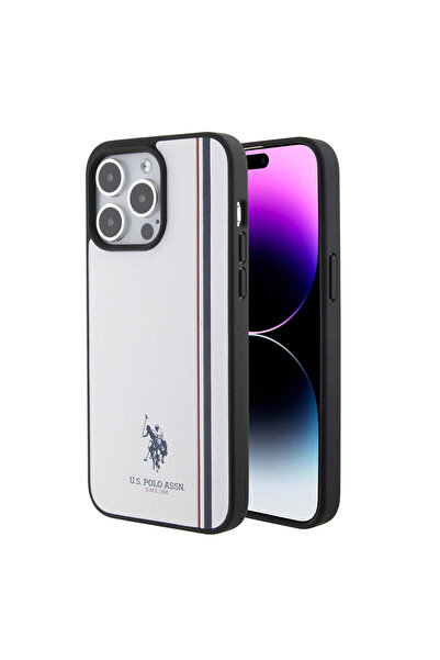 U.S. Polo Assn. iPhone 15 Pro Uyumlu Kılıf Orjinal Lisanslı Üç Renk Şerit Tas...