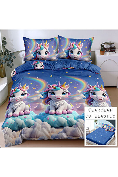 Patul Lenjerie de Pat, Bumbac Satinat, Pucioasa, 2 Persoane, Pat Dublu, 4 Pie...