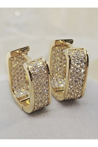 VEYA Luxury women's earrings, gold plated and fully encrusted with sparkling ...