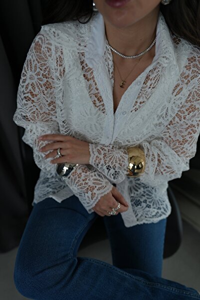 Perry Boutique Kadın Kuşaklı Dantel Gömlek