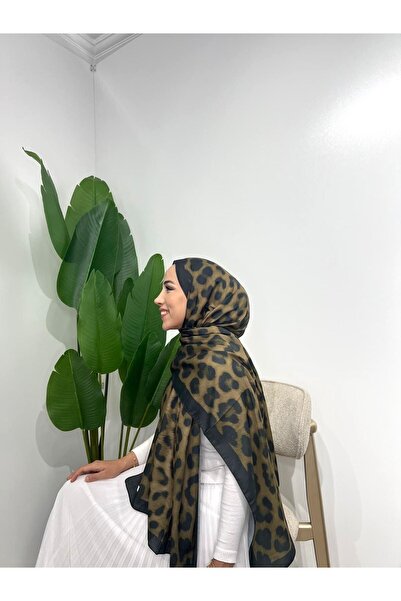DoraCollection.co Leopar Desen Pamuk Soft Şal Haki