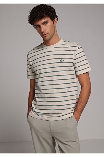 Colin's Regular fit majica sa okruglim izrezom Prugasto muška bež majica krat...