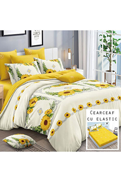 Patul Bed Linen 6 Pieces, Fine Cotton, Sulphur, Double Bed, 2 Persons, Fitted...