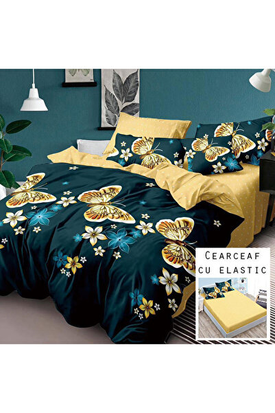 Patul Lenjerie de Pat 6 Piese, Bumbac Finet, Pucioasa, Pat Dublu, 2 Persoane,...