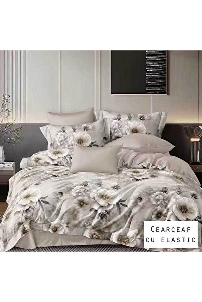 Patul Lenjerie de Pat 6 Piese, Bumbac Finet, Pucioasa, Pat Dublu, 2 Persoane,...