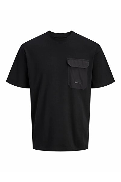Jack & Jones تي شيرت رجالي أسود من Jcofusıon Pocket Tee Ss برقبة دائرية 12293...