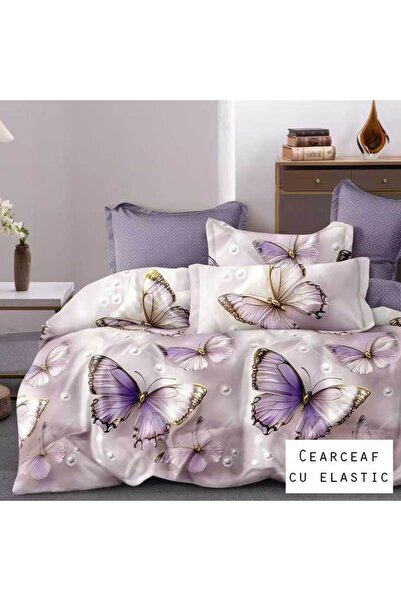 Patul Lenjerie de Pat 6 Piese, Bumbac Finet, Pucioasa, Pat Dublu, 2 Persoane,...