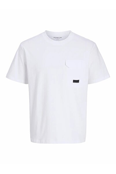 Jack & Jones تي شيرت رجالي أبيض من Jcofusıon Pocket Tee Ss برقبة دائرية 12293...