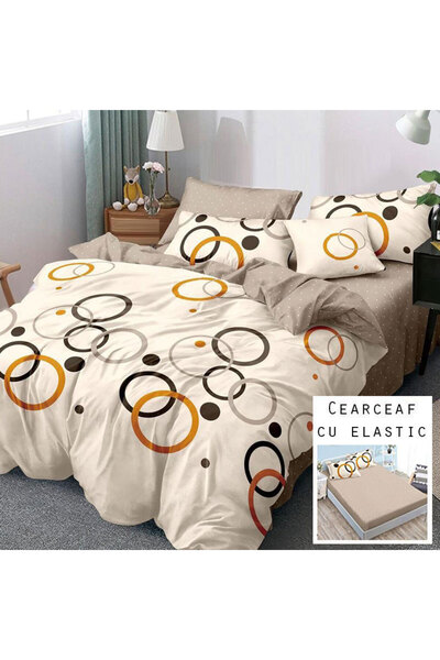 Patul Bed Linen 6 Pieces, Fine Cotton, Sulphur, Double Bed, 2 Persons, Fitted...