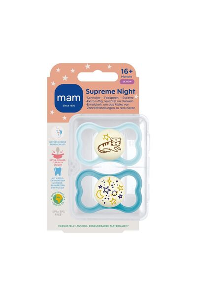 MAM Supreme I Day&Night L Pacifier Set of 2 I in Sterilized Box I16+ Monthly