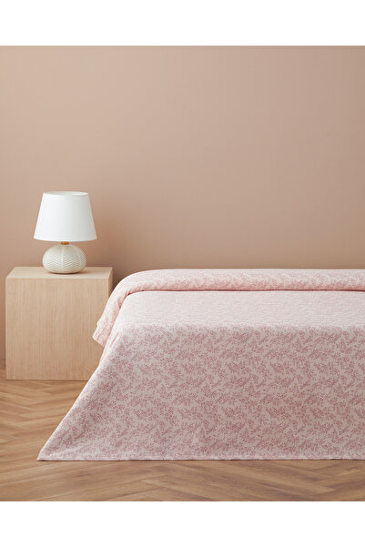 English Home Autumn Branch Baskılı Pamuklu Tek Kişilik Pike 150x220 cm Pembe