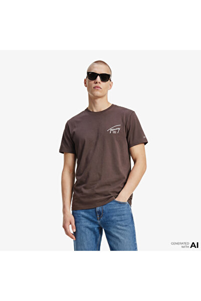 Tommy Hilfiger Signature Erkek Kahverengi T-Shirt