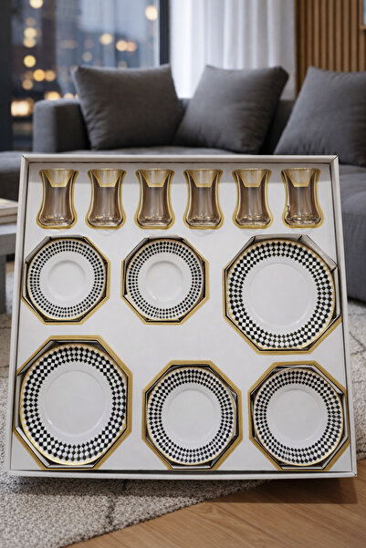 Paşabahçe 24 Parça Harenciya Premium Çay&Pasta Sunum Seti-6 Bardak 6 Pasta Ta...