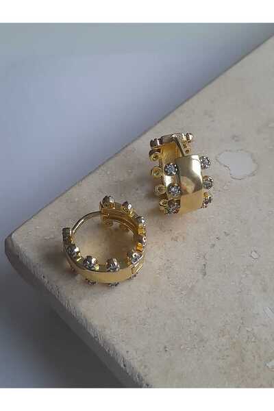 Bubbleatelier Steel Mini Stone Detail Hoop Earrings