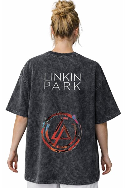 SEVBANO Tricou unisex oversize vintage, lavabil, cu imprimeu pe spate, Linkin...