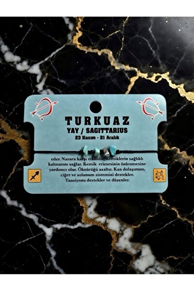 Meneva Aksesuar Natural Turquoise Stone Bracelet Special for Sagittarius